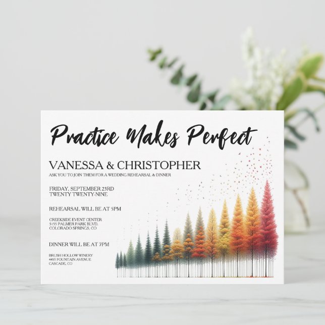 Herbsthochzeit-Probe Einladung (Stehend Vorderseite)