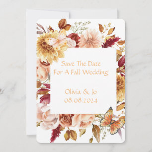 HERBSTHOCHZEIT ROMANTISCHE SAVE-THE-DATE-KARTE SAVE THE DATE