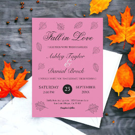 Herbsthochzeit: Rückgang der Liebe Rosa Blätter Einladung