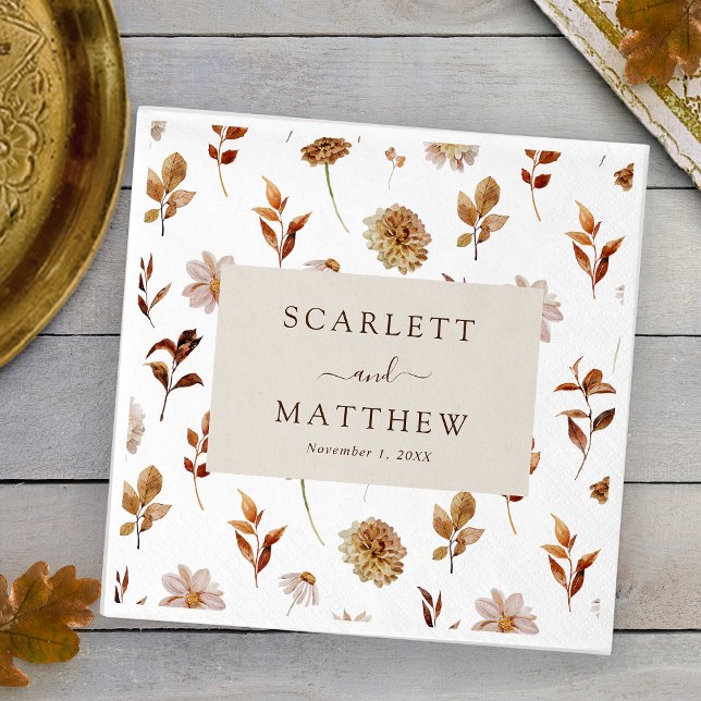 Herbsthochzeit Serviette (White Fall Leaves Wedding Napkins by Painted Paperie
)