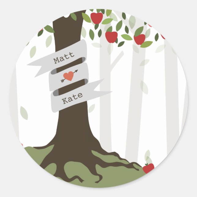 Herbsthochzeit von Apple Orchard Runder Aufkleber (Vorderseite)