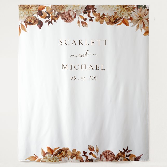 Herbsthochzeit Wandteppich (Autumn White Terracotta Floral Wedding Tapestry by Painted Paperie
)