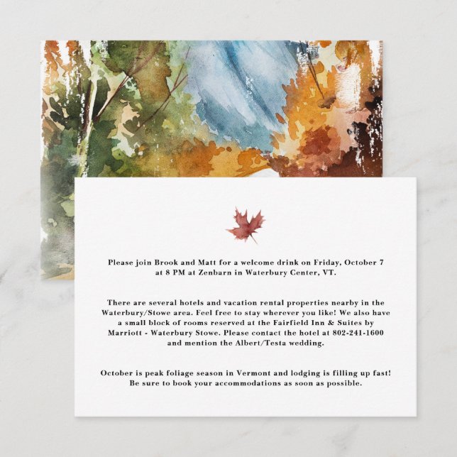 Herbsthochzeiten Hotel Unterkunft Enclos Begleitkarte (Vorne/Hinten)