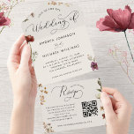 Herbsthochzeiten in Elfenbeinfällen - Wildblumen Q All In One Einladung<br><div class="desc">Überraschen Sie Ihre Lieben mit dieser eleganten Einladung,  mit hübschen Wildblumen,  eleganter Kalligraphie und Ihrem individuellen Text und QR Code. Fügen Sie einfach Ihre eigenen Daten hinzu,  indem Sie auf die Option "Personalisieren" klicken.</div>