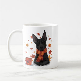 Herbsthund mit Schal Kaffeetasse