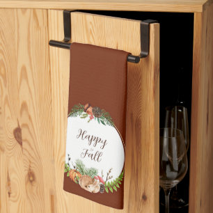 Herbstjungtier und Natur mit anpassbarem Text Geschirrtuch