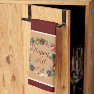 Herbstjungtier und Natur mit anpassbarem Text Geschirrtuch