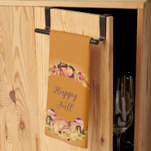 Herbstjungtier und Natur mit anpassbarem Text Geschirrtuch