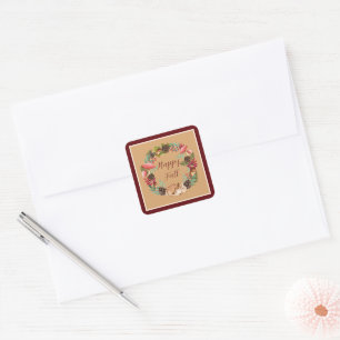 Herbstjungtier und Natur mit anpassbarem Text Quadratischer Aufkleber