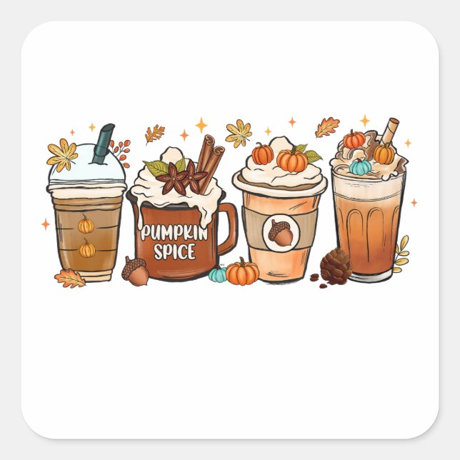 Herbstkaffee Pumpkin Gewürz Quadratischer Aufkleber (Vorderseite)