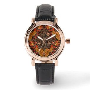 Herbstkaninchen auf braun armbanduhr
