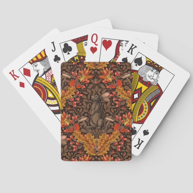 Herbstkaninchen auf braun spielkarten (Rückseite)