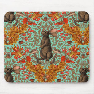Herbstkaninchen auf hellgrün mousepad