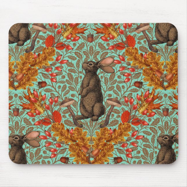 Herbstkaninchen auf hellgrün mousepad (Vorne)