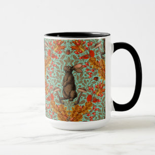 Herbstkaninchen auf hellgrün tasse