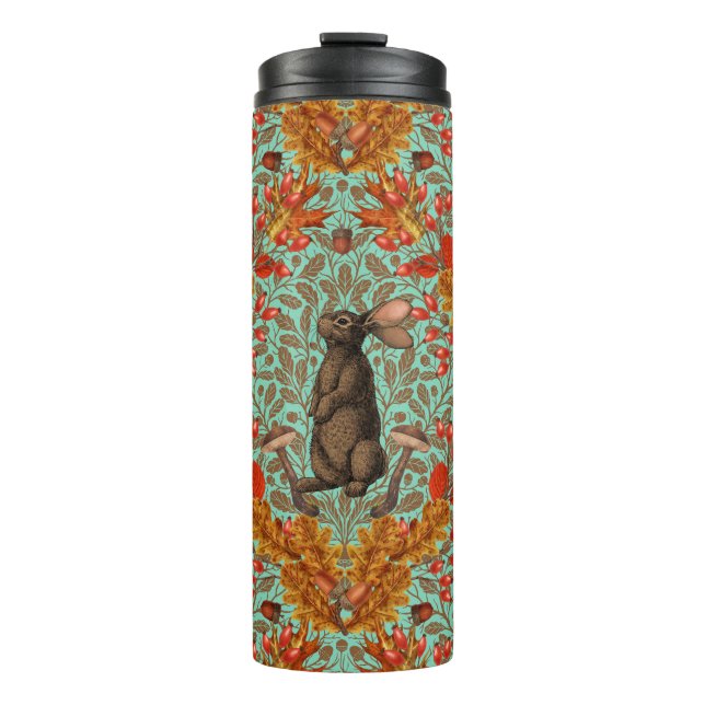 Herbstkaninchen auf hellgrün thermosbecher (Vorderseite)