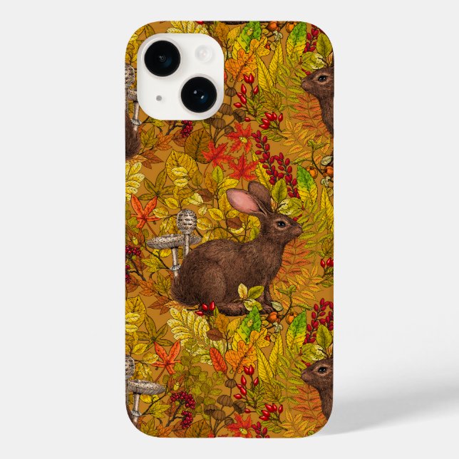 Herbstkaninchen auf Ocker Case-Mate iPhone 14 Hülle (Rückseite)