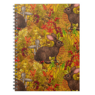 Herbstkaninchen auf Ocker Notizblock