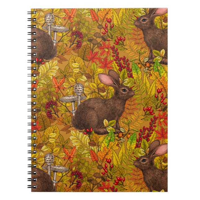 Herbstkaninchen auf Ocker Notizblock (Vorderseite)