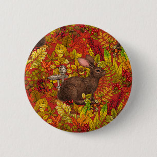 Herbstkaninchen auf rot button
