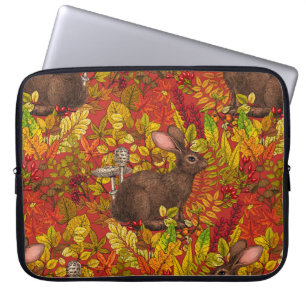 Herbstkaninchen auf rot laptopschutzhülle