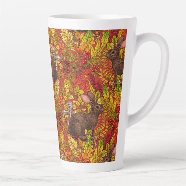 Herbstkaninchen auf rot milchtasse (Rechts)