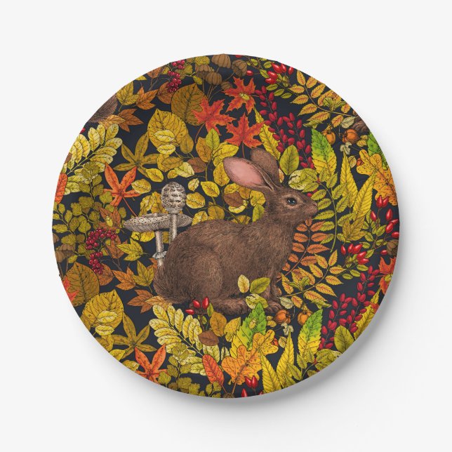 Herbstkaninchen auf schwarz pappteller (Vorderseite)