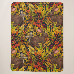 Herbstkaninchen auf schwarz sherpadecke