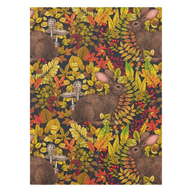 Herbstkaninchen auf schwarz tischdecke (Vorderseite)