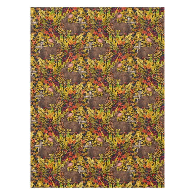Herbstkaninchen auf schwarz tischdecke (Vorderseite)