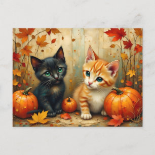 Herbstkätzchen Pumpkins und Folien Feiertagspostkarte
