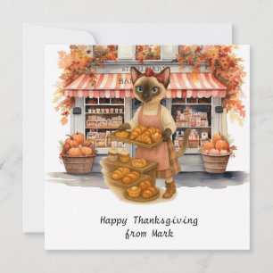 Herbstkatze im BAKERY SHOP - Herbstsaison Gruß Feiertagskarte