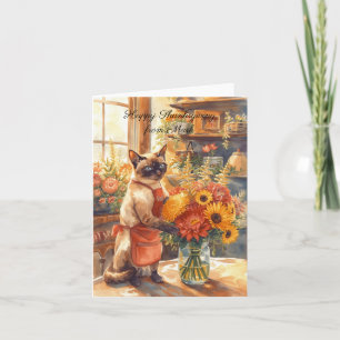 Herbstkatze mit Blume Herbstsaison Erntedank Karte