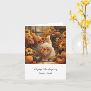 Herbstkatze mit Blume Herbstsaison Erntedank Karte