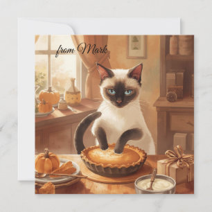 Herbstkatze mit Kürbiskuchen Herbstsaison Gruß Feiertagskarte