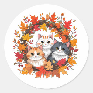 Herbstkatze Runder Aufkleber