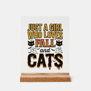 Herbstkatzen Halloween Mädchen Vintage Grafikdesig Acrylschild
