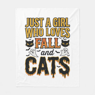 Herbstkatzen Halloween Mädchen Vintage Grafikdesig Fleecedecke