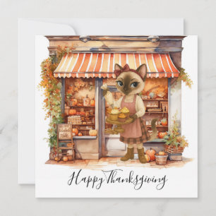 Herbstkatzenbäckerei zum Thema Erntedank Feiertagskarte