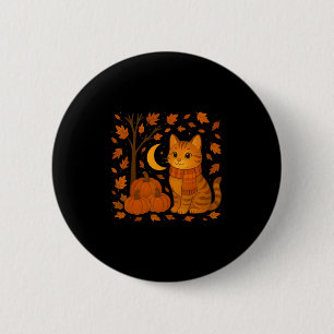 Herbstkatzenillustration mit fallenden Blättern fü Button