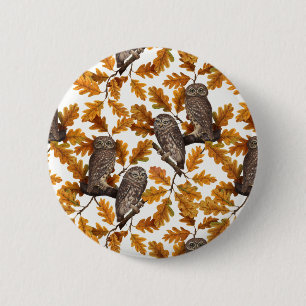 Herbstkauz auf Baumwolle weiß Button