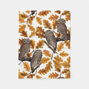 Herbstkauz auf Baumwolle weiß Fleecedecke