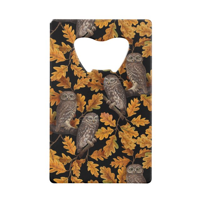 Herbstkauz auf schwarz geldbeutel flaschenöffner (Vorderseite)