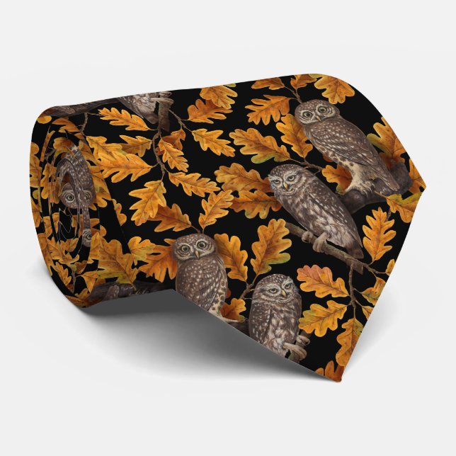 Herbstkauz auf schwarz krawatte (Gerollt)