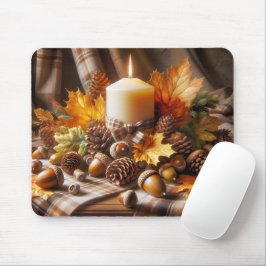 Herbstkerze mit Kariertem Bow Mousepad