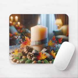 Herbstkerze mit Kernen Mousepad
