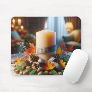 Herbstkerze mit Kernen Mousepad