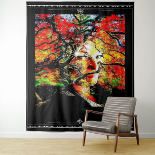 Herbstkerze Wandteppich