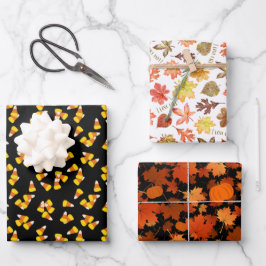 Herbstkerzenmais I Liebe Herbstlaub Kürbis Geschenkpapier Set