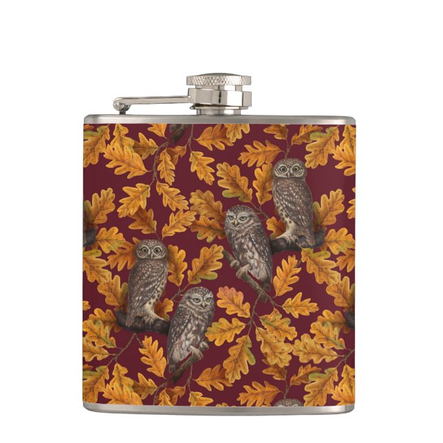 Herbstkeule auf dunkelrot flachmann (Vorderseite)